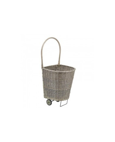 Basket on Wheels Grey Wicker Basket on Wheels Grey Wicker