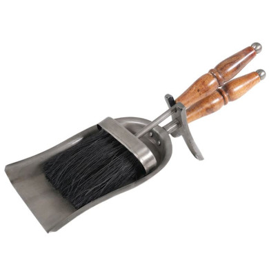 Hearth Tidy Pewter/Black Wooden Handle