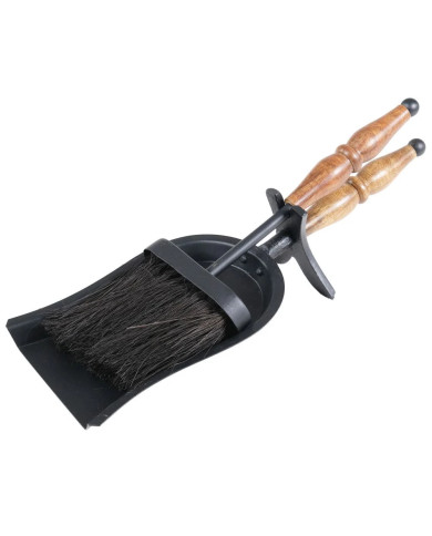 Hearth Tidy Pewter/Black Wooden Handle