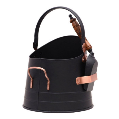 Black/Antique Copper Coal Bucket Black/Antique Copper Coal Bucket