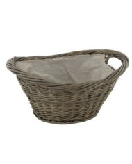 Grey Wicker Oval Basket & Liner Grey Wicker Oval Basket & Liner