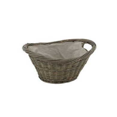 Grey Wicker Oval Basket & Liner