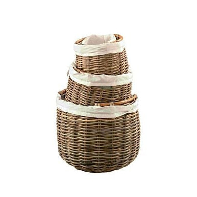 C/L Round Nested Rattan Log Baskets Set Of 3