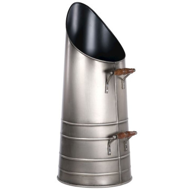 Pewter Coal Shute Wood Handles 22x22x55cm A3124 Pewter Coal Shute Wood Handles 22x22x55cm A3124