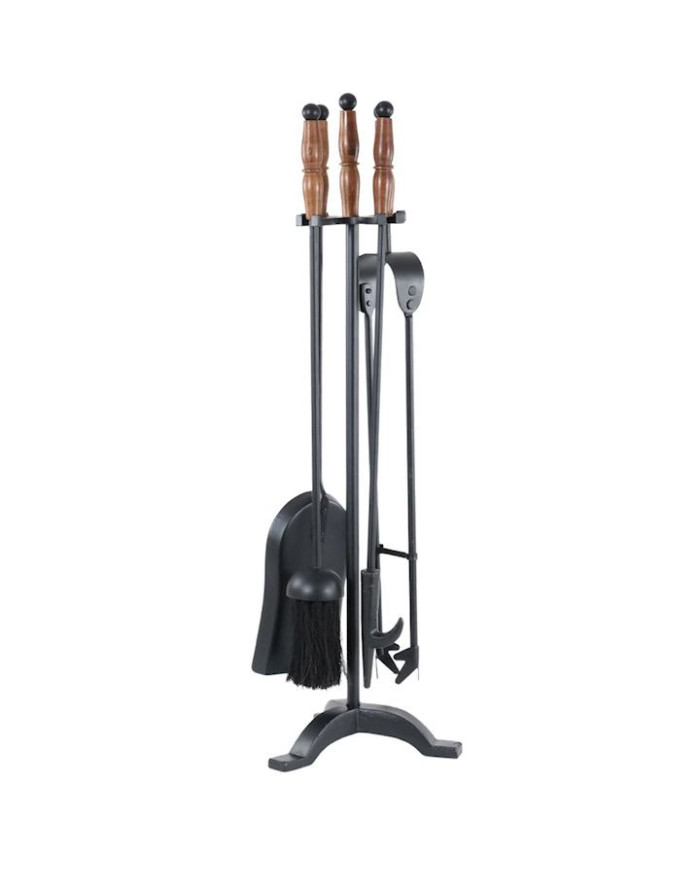 Companion set black with wood