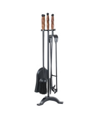 Companion set black with wood