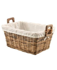 Rectangle Rattan Basket With Wooden Handle