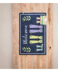 Latex Backed Coir Mat - Welcome Wellies 45x75