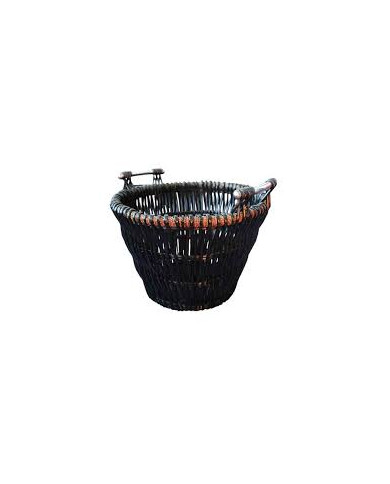 Dark Wicker Round Log Basket