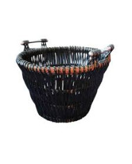 Dark Wicker Round Log Basket