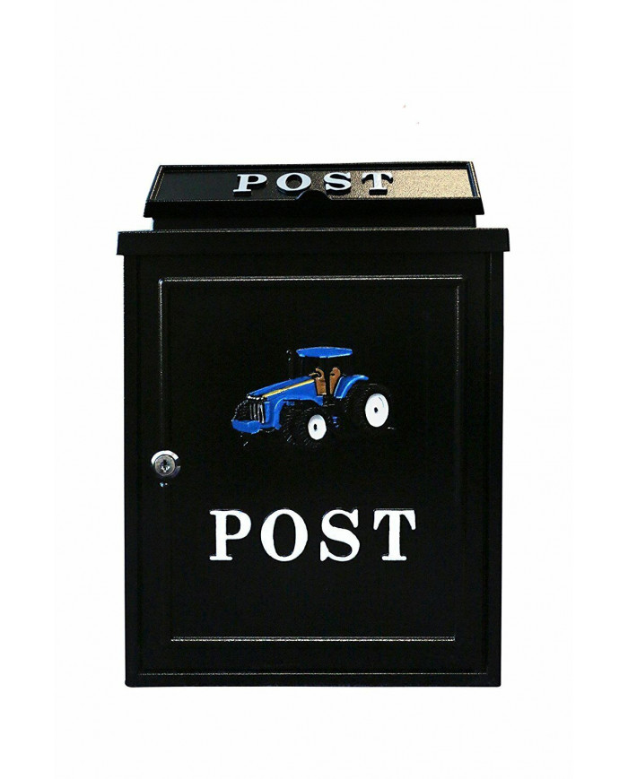 Blue Tractor Post Box