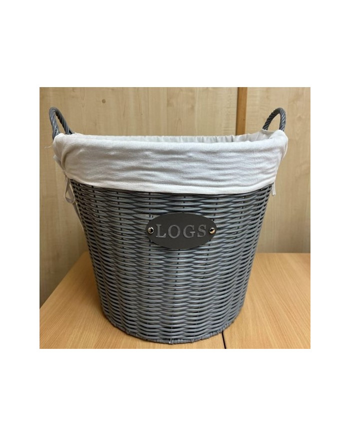 Round Log Basket Grey