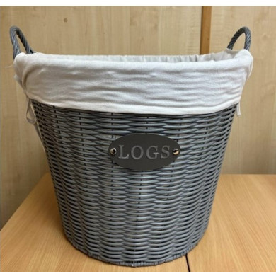 Round Log Basket Grey