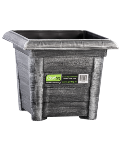 Rustic Square Planter Black & Silver