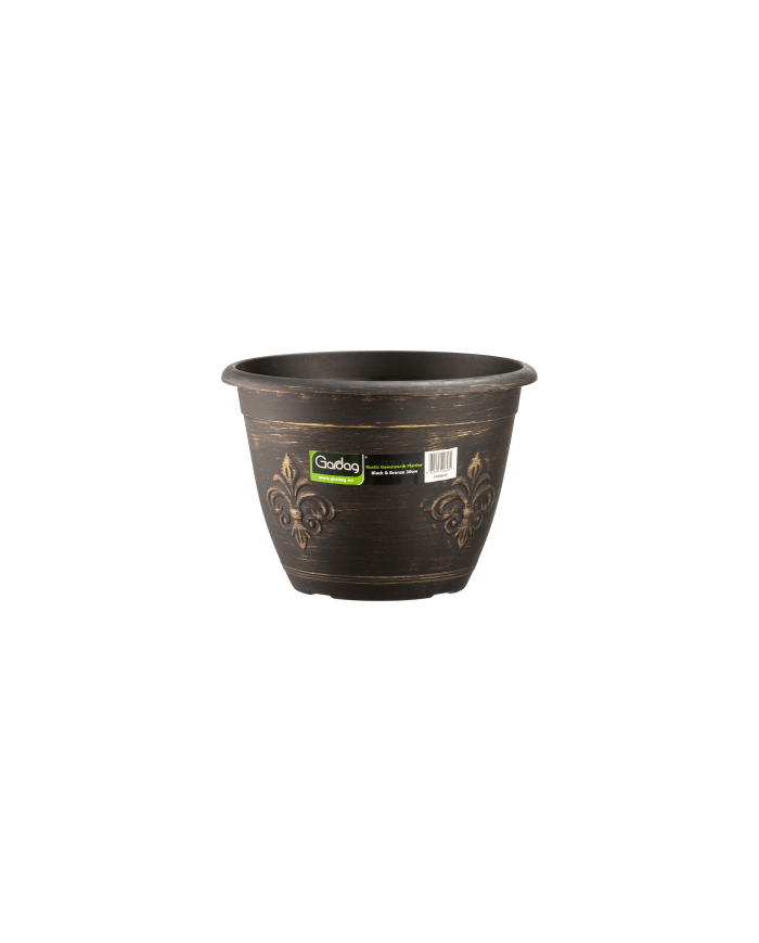 Rustic Round Planter Black & Silver 30cm